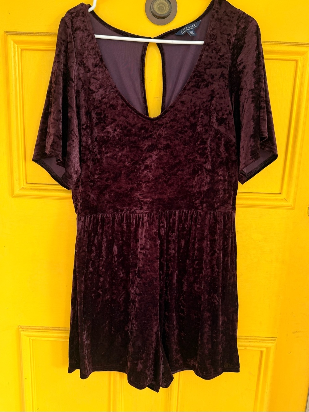 American Eagle Outfitters Plum Velvet Romper